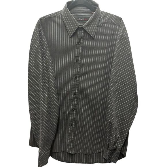 Thirty Six Red Shirt Mens XXL Button Up Long Sleeve Striped Gray Shirt - Picture 1 of 11